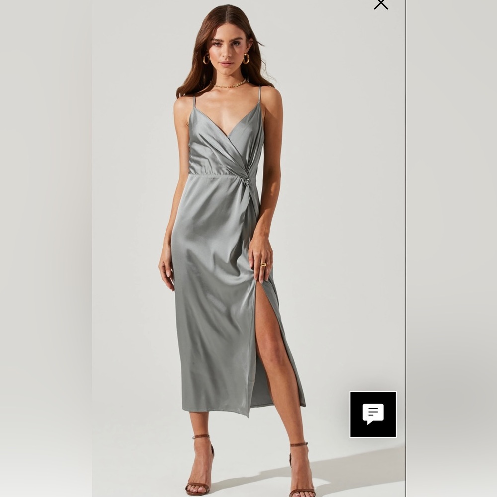 ASTR The Label - Twist Front Satin Midi Dress